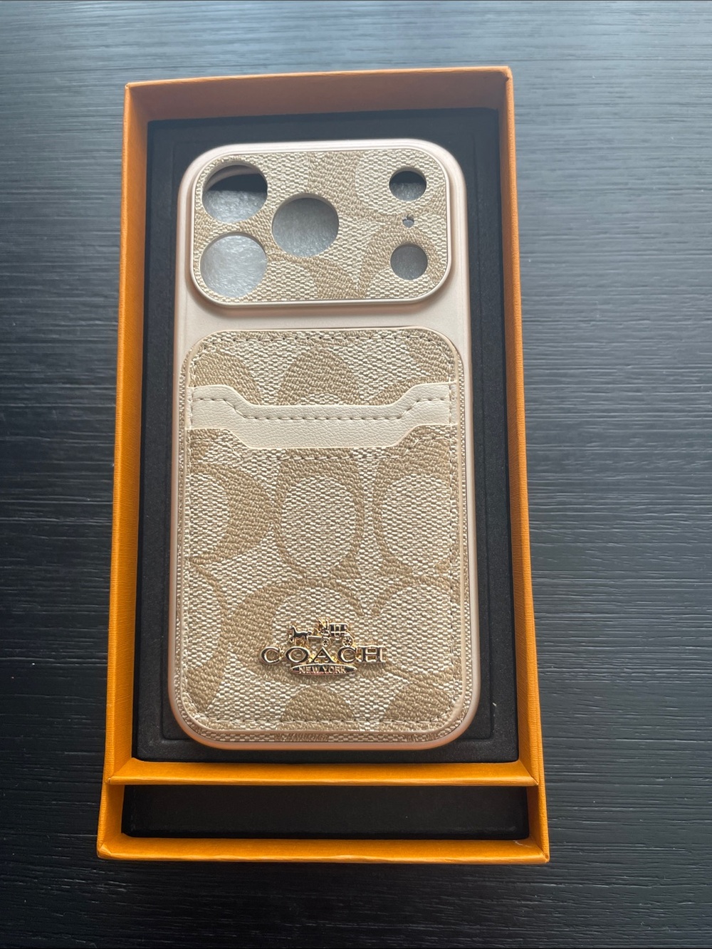 iPhone 17 Pro Max COACH Beige Signature Canvas Card Slot iPhone Case - Picture 6 of 9